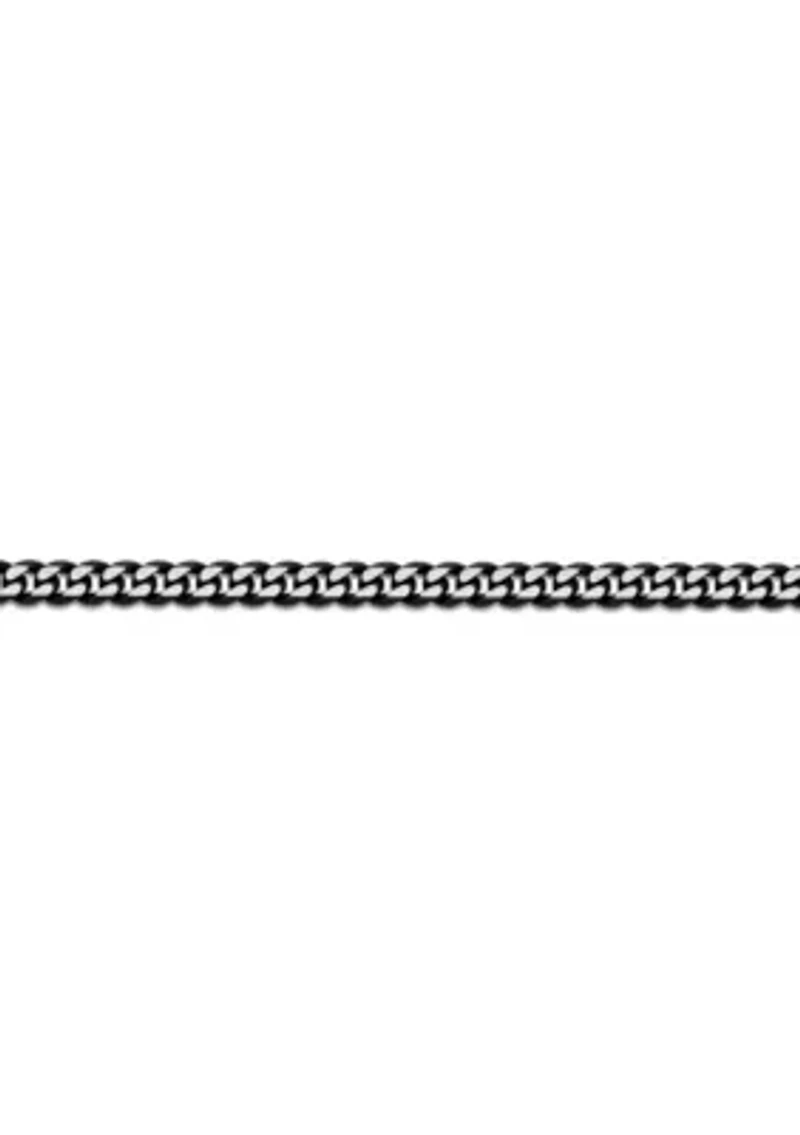 Stainless Steel 8MM Curb Chain Necklace with Black Ion Plating Double Extension Clasp, 22" Length