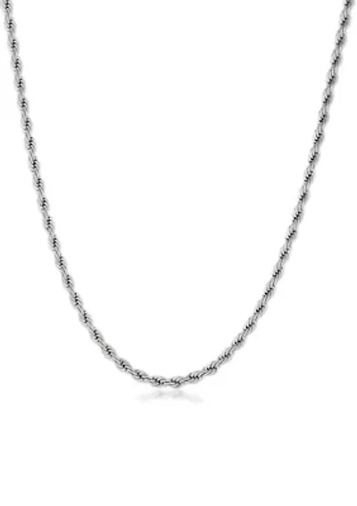 Stainless Steel 4MM Rope Chain Necklace, 20" Length