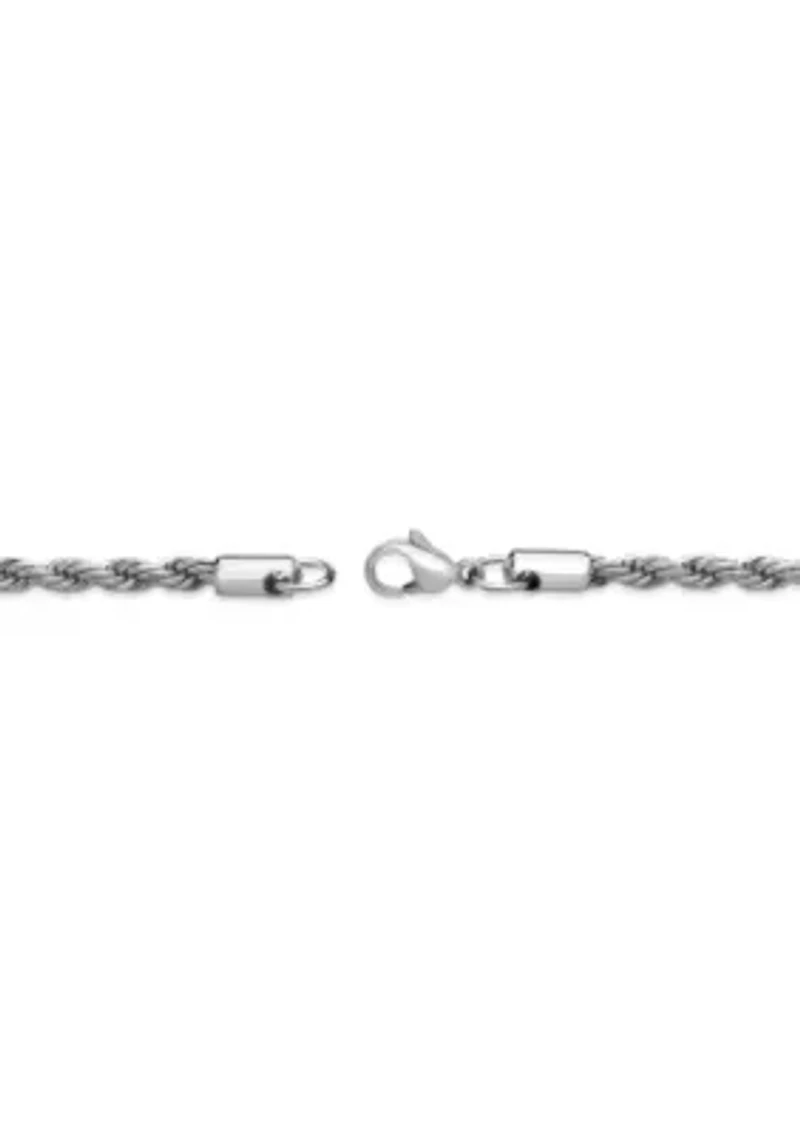 Stainless Steel 4MM Rope Chain Necklace, 20" Length