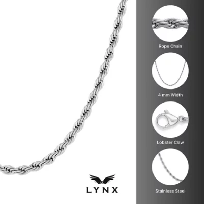 4MM Rope Chain Necklace Stainless Steel