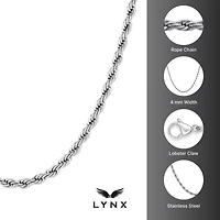 4MM Rope Chain Necklace Stainless Steel