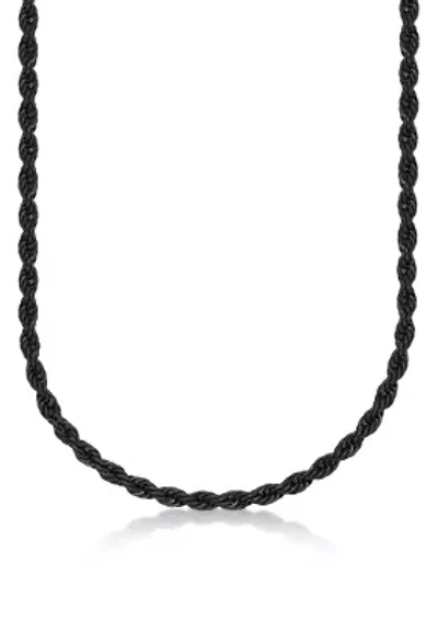 Stainless Steel 6MM Rope Chain Neclace With Black Ion Plating, 20" Length