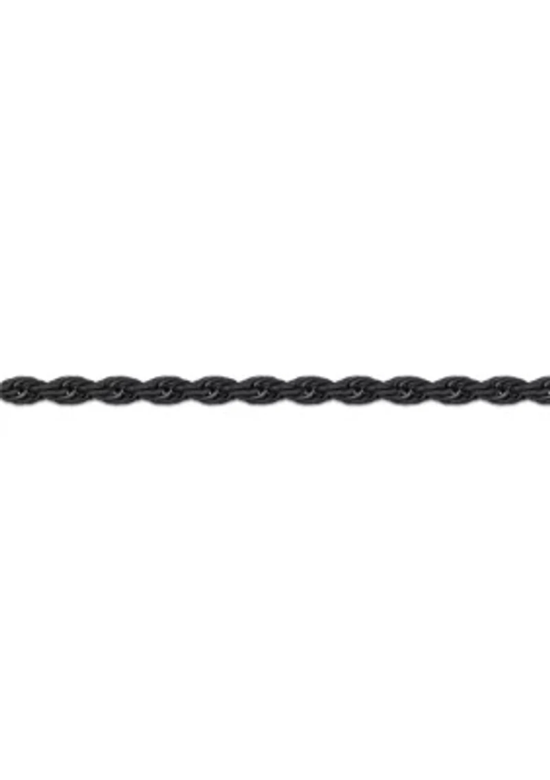 Stainless Steel 6MM Rope Chain Neclace With Black Ion Plating, 20" Length