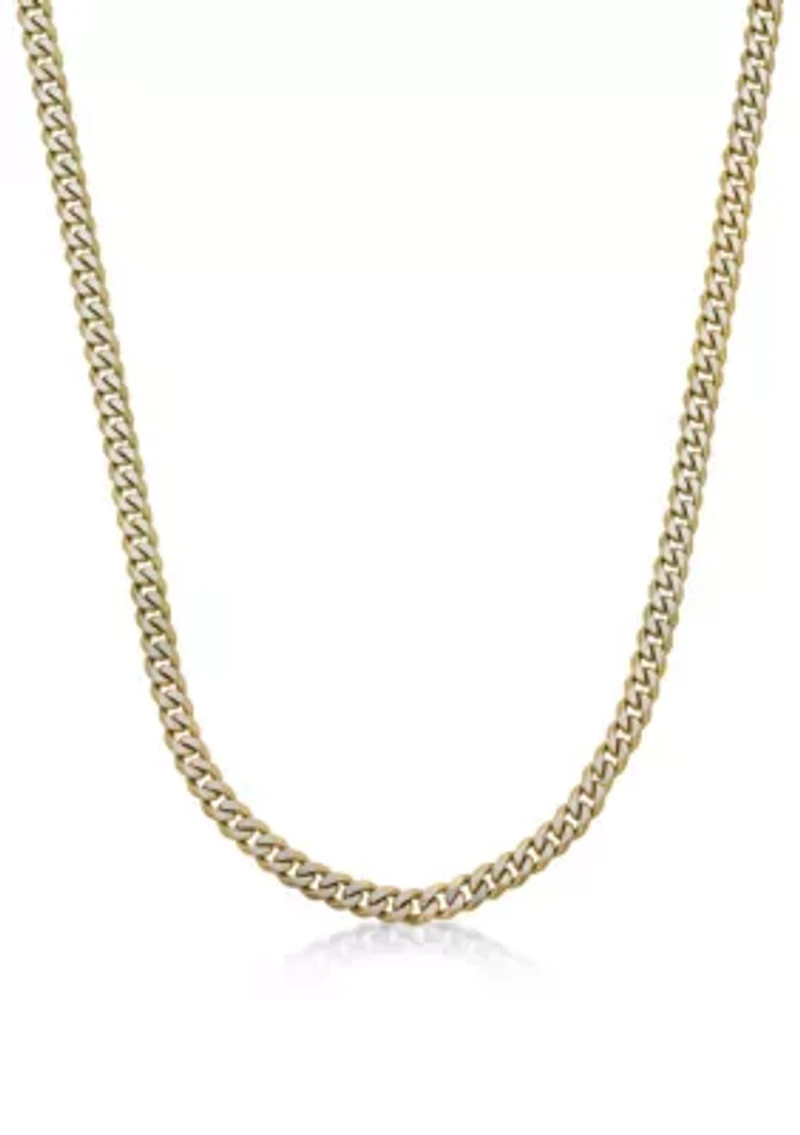 Stainless Steel 8MM Curb Chain Necklace with Goldtone Ion Plating Double Extension Clasp, 22" Length