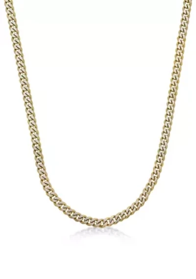 Stainless Steel 8MM Curb Chain Necklace with Goldtone Ion Plating Double Extension Clasp, 22" Length