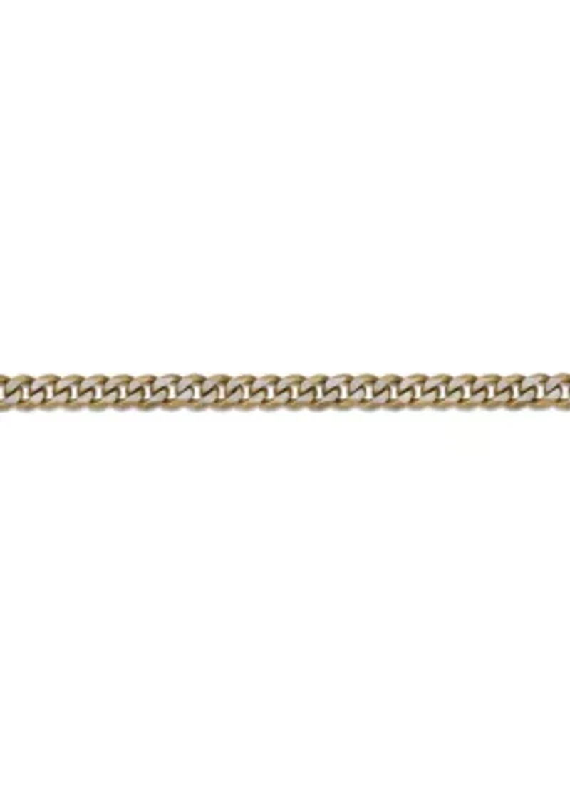 Stainless Steel 8MM Curb Chain Necklace with Goldtone Ion Plating Double Extension Clasp, 22" Length