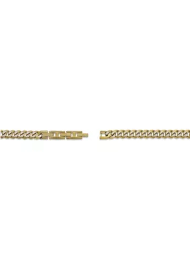 Stainless Steel 8MM Curb Chain Necklace with Goldtone Ion Plating Double Extension Clasp, 22" Length