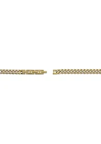 Stainless Steel 8MM Curb Chain Necklace with Goldtone Ion Plating Double Extension Clasp, 22" Length