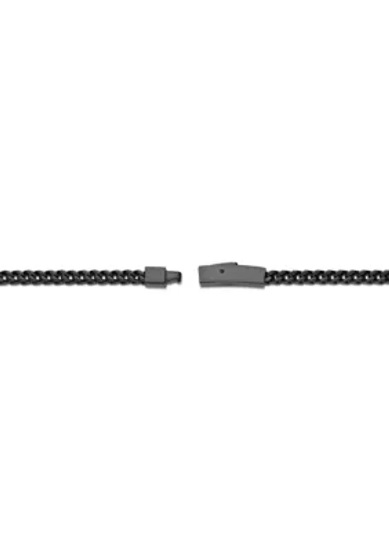 Stainless Steel 4MM Foxtail Chain Necklace with Black Ion Plating and Push Lock, 24"