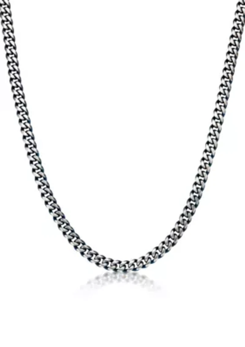 Stainless Steel 10MM Curb Chain Necklace with Blue Ion Plating, 22" Length