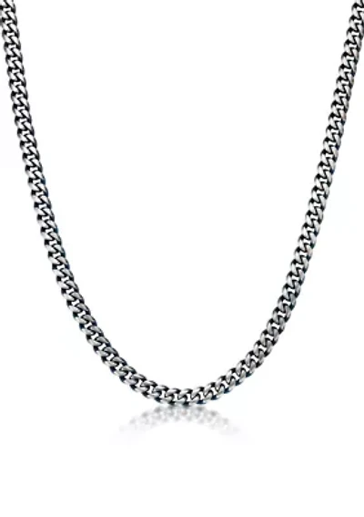 Stainless Steel 10MM Curb Chain Necklace with Blue Ion Plating, 22" Length