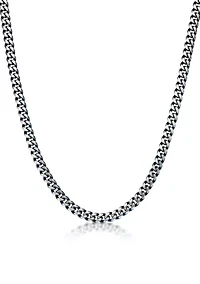 Stainless Steel 10MM Curb Chain Necklace with Blue Ion Plating, 22" Length