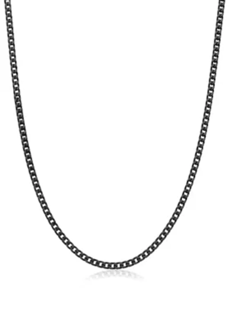 Stainless Steel 4MM Foxtail Chain Necklace with Black Ion Plating, 24" Length