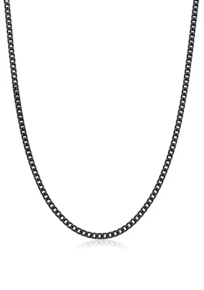 Stainless Steel 4MM Foxtail Chain Necklace with Black Ion Plating, 24" Length