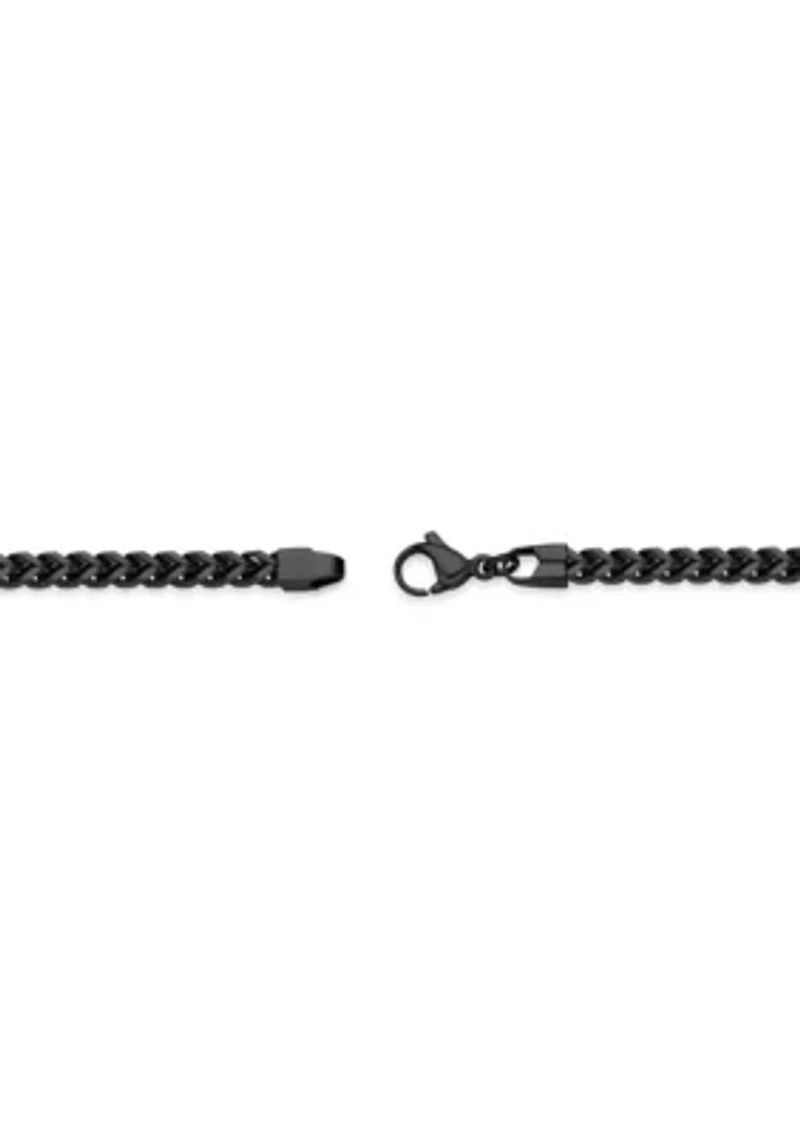 Stainless Steel 4MM Foxtail Chain Necklace with Black Ion Plating, 24" Length