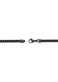 Stainless Steel 4MM Foxtail Chain Necklace with Black Ion Plating, 24" Length