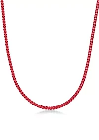 Stainless Steel 5MM Foxtail Chain Necklace with Red Acrylic Coating, 22" Length