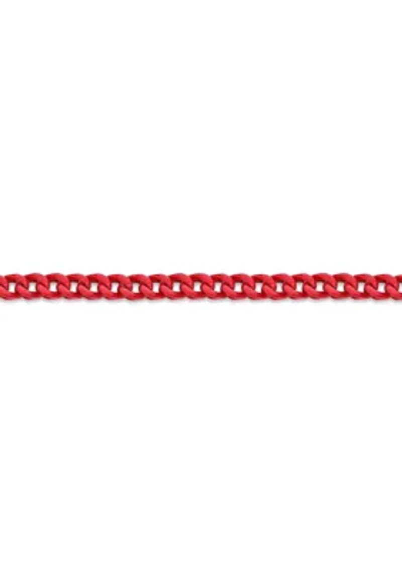 Stainless Steel 5MM Foxtail Chain Necklace with Red Acrylic Coating, 22" Length