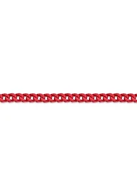 Stainless Steel 5MM Foxtail Chain Necklace with Red Acrylic Coating, 22" Length