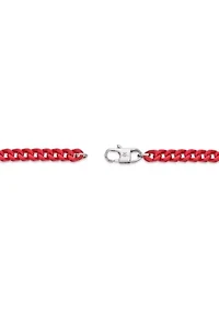 Stainless Steel 5MM Foxtail Chain Necklace with Red Acrylic Coating, 22" Length