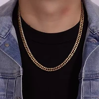 Stainless Steel 8MM Gourmeta Chain with Goldtone Ion Plating