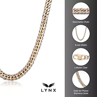 Stainless Steel 8MM Gourmeta Chain with Goldtone Ion Plating