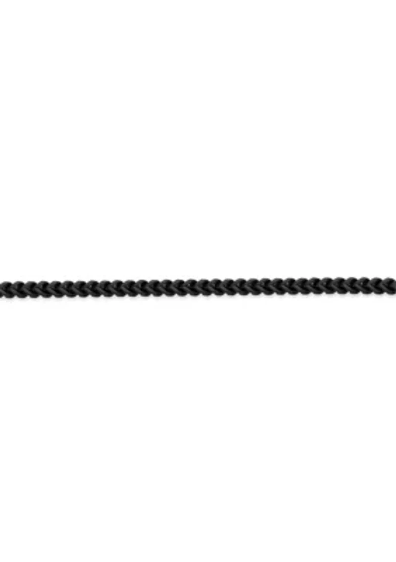 Stainless Steel 2.5MM Foxtail Chain Necklace with Black Ion Plating, 20" Length