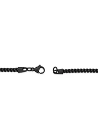 Stainless Steel 2.5MM Foxtail Chain Necklace with Black Ion Plating, 20" Length
