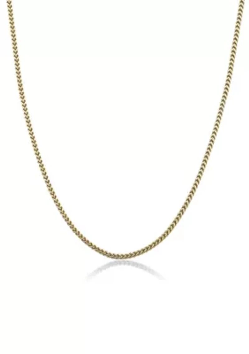 Stainless Steel 2.5MM Foxtail Chain Necklace with Goldtone Ion Plating, 20" Length