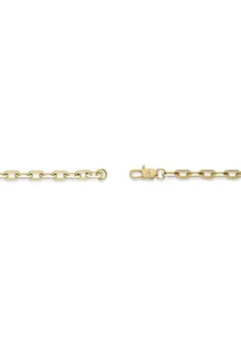 Stainless Steel 6MM Square Rolo Chain Necklace with Goldtone Ion Plating, 18" Length