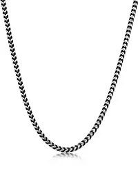 Stainless Steel 4MM Foxtail Chain Necklace with Antique Finish and Push Lock, 30"