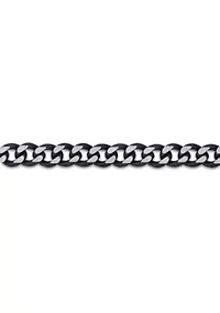 Stainless Steel 11MM Curb Chian Necklace with Black Ion Plating and Double Extension Clasp, 24" Length