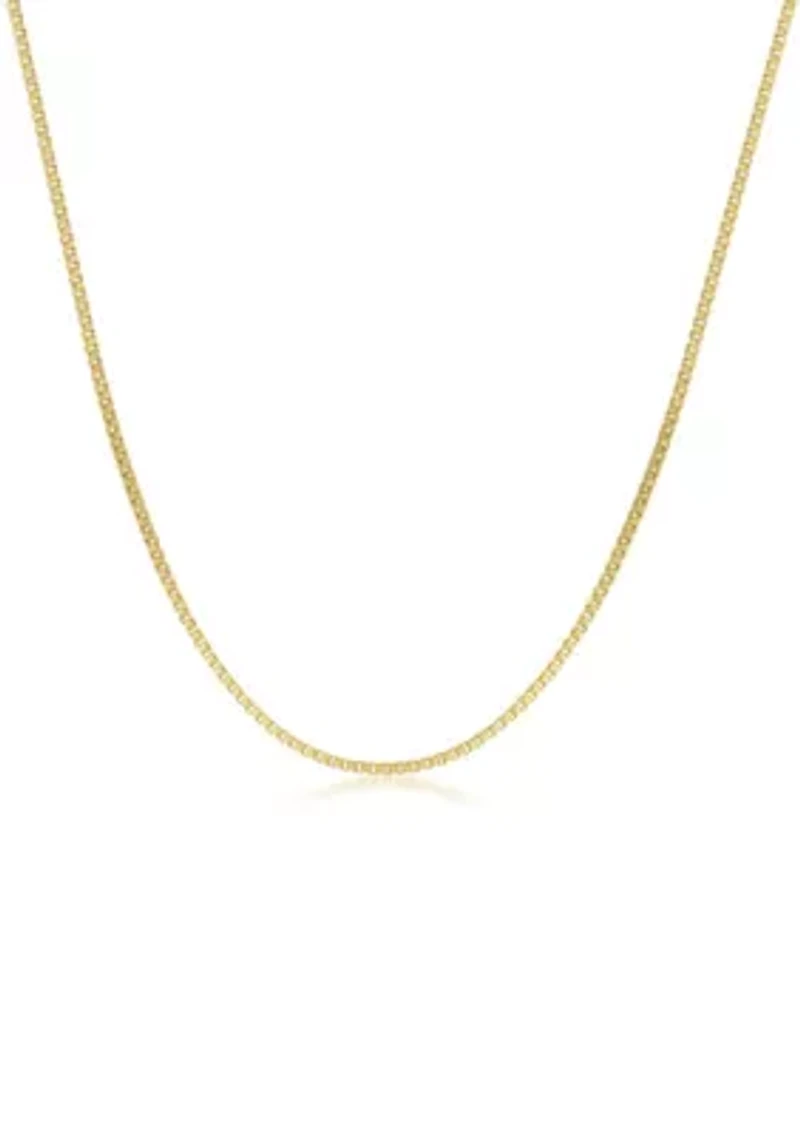 Stainless Steel 2MM Box Chain Necklace with Goldtone Ion Plating, 20" Length