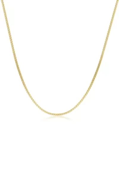 Stainless Steel 2MM Box Chain Necklace with Goldtone Ion Plating, 20" Length