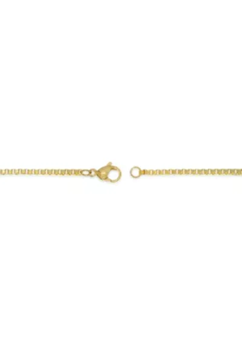 Stainless Steel 2MM Box Chain Necklace with Goldtone Ion Plating, 20" Length