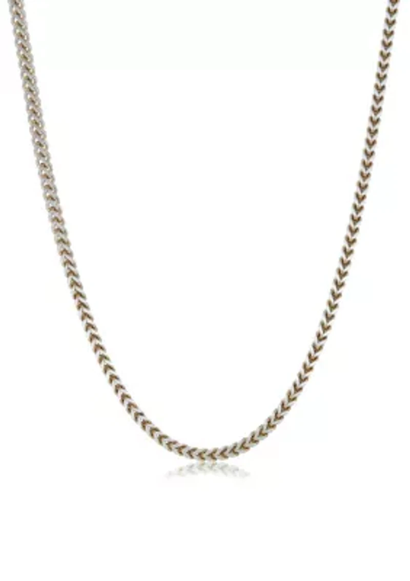 Stainless Steel 5MM Foxtail Chain Necklace with Goldtone Ion Plating, 30" Length
