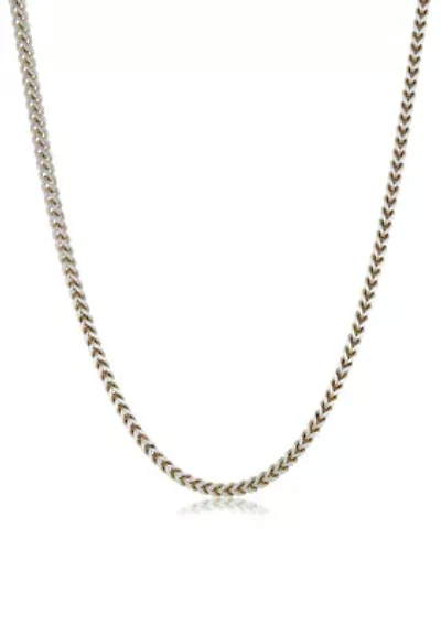 Stainless Steel 5MM Foxtail Chain Necklace with Goldtone Ion Plating, 30" Length