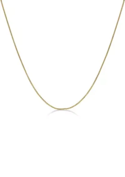 Stainless Steel 2MM Round Box Chain Necklace with Goldtone Ion Plating, 22" Length