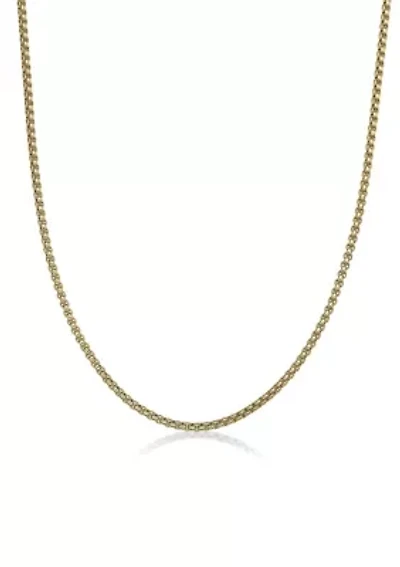 Stainless Steel 4MM Round Box Chain Necklace with Goldtone Ion Plating, 30" Length
