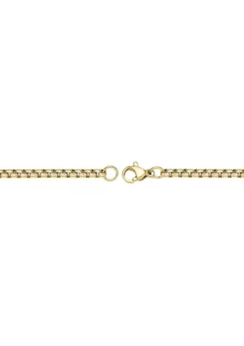 Stainless Steel 4MM Round Box Chain Necklace with Goldtone Ion Plating, 30" Length