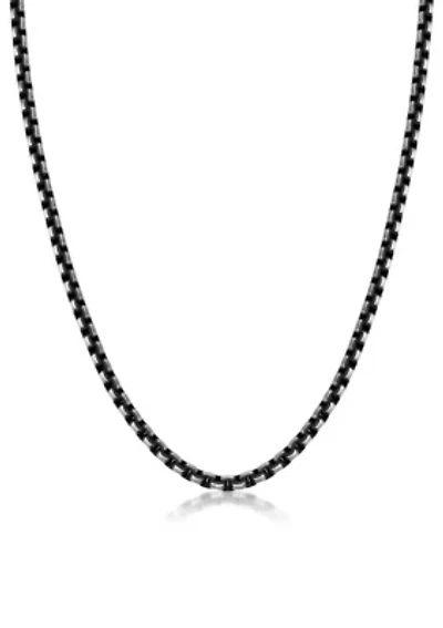 Stainless Steel 5MM Round Box Chain Necklace with Black Ion Plating, 20" Length
