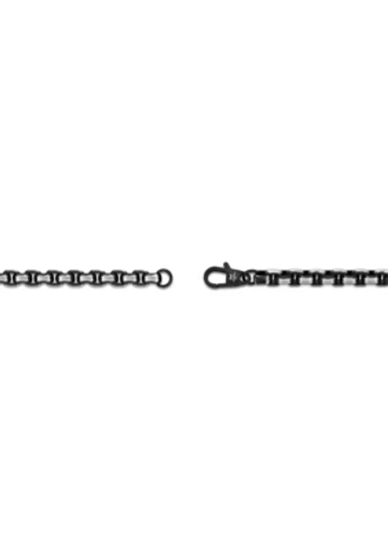 Stainless Steel 5MM Round Box Chain Necklace with Black Ion Plating, 20" Length