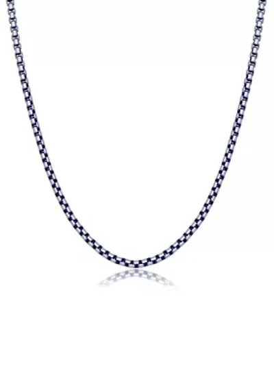Stainless Steel 3.5MM Round Box Chain Necklace with Purple Plating, 18" Length