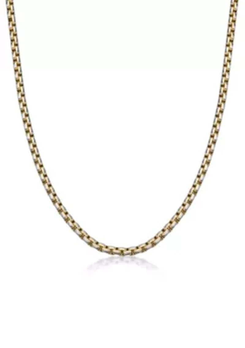 Stainless Steel 5MM Round Box Chain Necklace with Goldtone Ion Plating, 20" Length