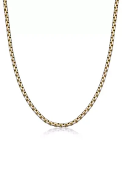 Stainless Steel 5MM Round Box Chain Necklace with Goldtone Ion Plating, 20" Length