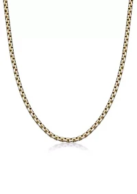 Stainless Steel 5MM Round Box Chain Necklace with Goldtone Ion Plating, 20" Length