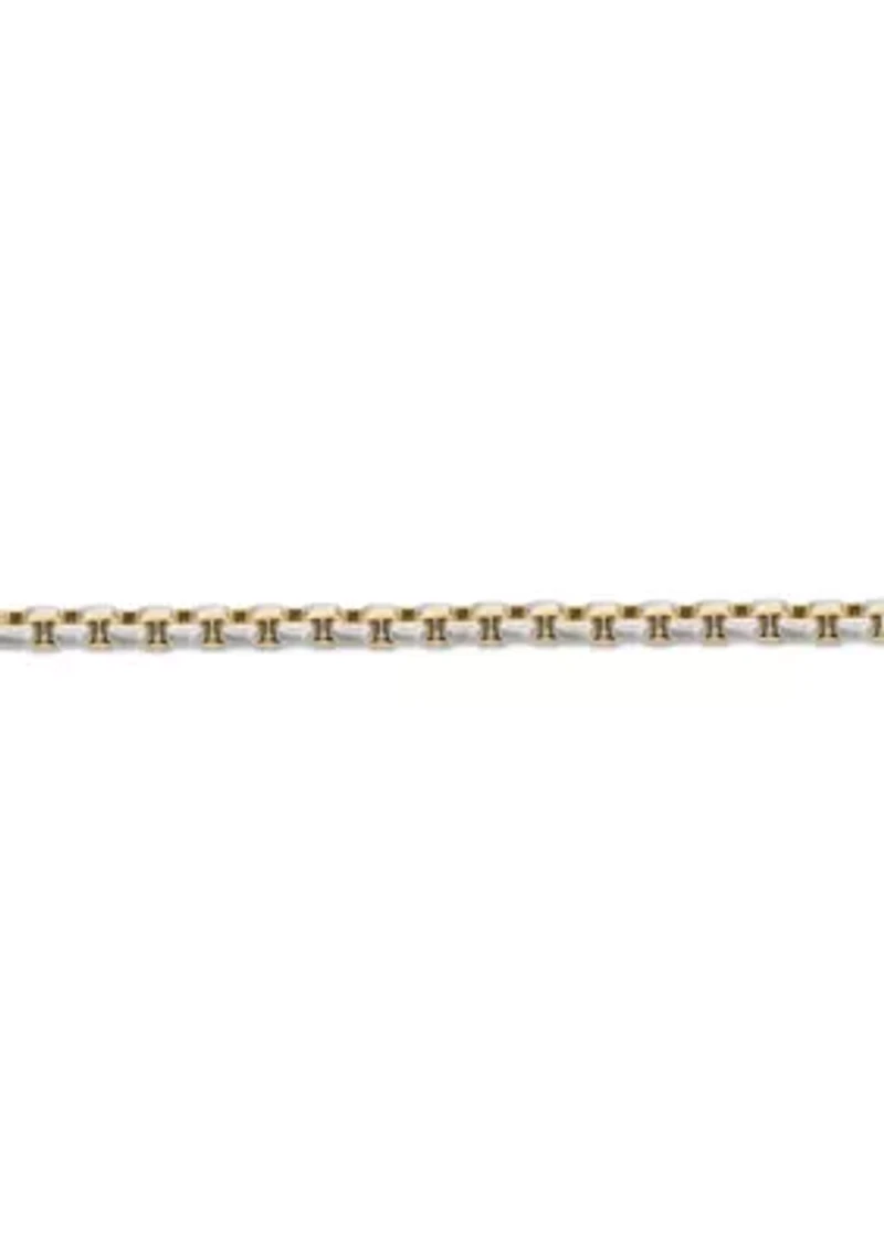 Stainless Steel 5MM Round Box Chain Necklace with Goldtone Ion Plating, 20" Length