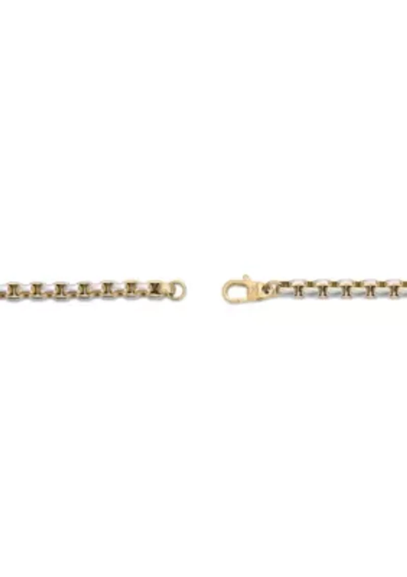 Stainless Steel 5MM Round Box Chain Necklace with Goldtone Ion Plating, 20" Length
