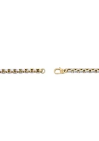 Stainless Steel 5MM Round Box Chain Necklace with Goldtone Ion Plating, 20" Length