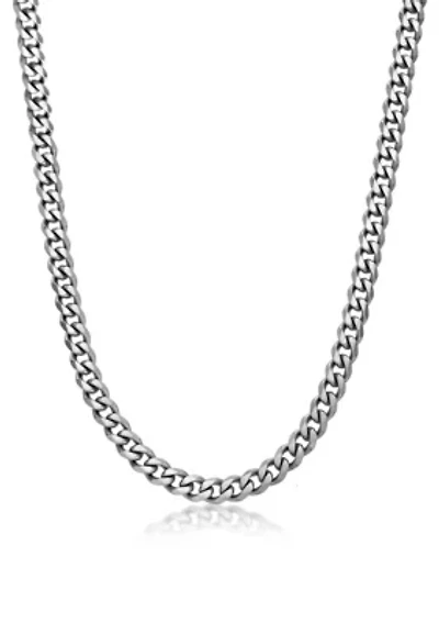Stainless Steel 8MM Curb Chain Necklace with Double Extension Clasp, 20" Length
